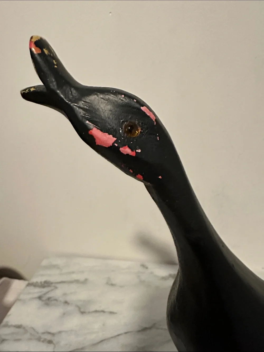Vintage Folk art solid wood duck figurine decor distressed paint